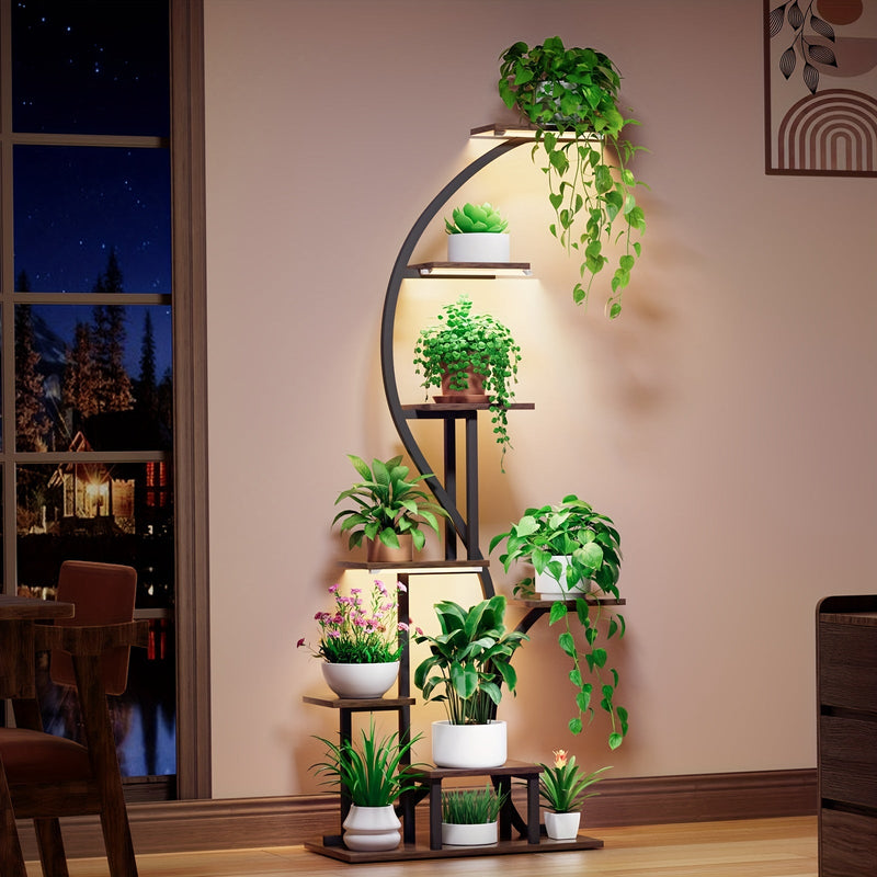 Suporte de planta interno com luz de crescimento com 8 níveis