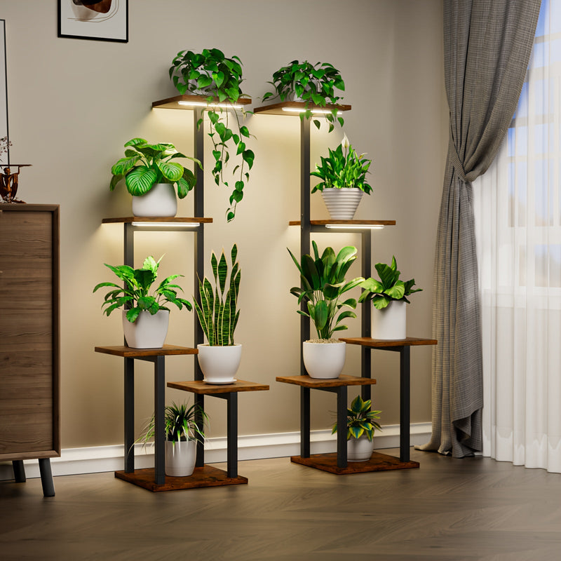 2 peças de suportes de plantas com luz LED de 5 níveis