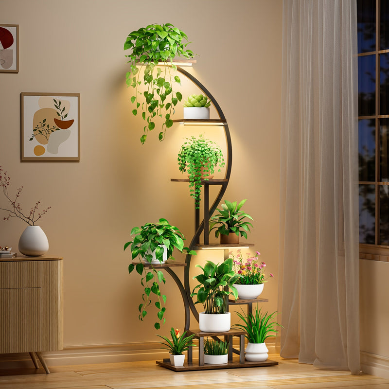 Suporte de planta interno com luz de crescimento com 8 níveis