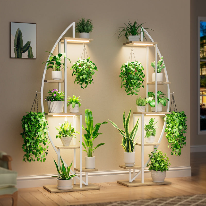 Suporte para plantas com luzes de cultivo 2 peças de 6 níveis