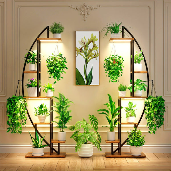Suporte para plantas com luzes de cultivo 2 peças de 6 níveis