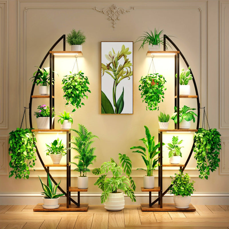 Suporte para plantas com luzes de cultivo 2 peças de 6 níveis
