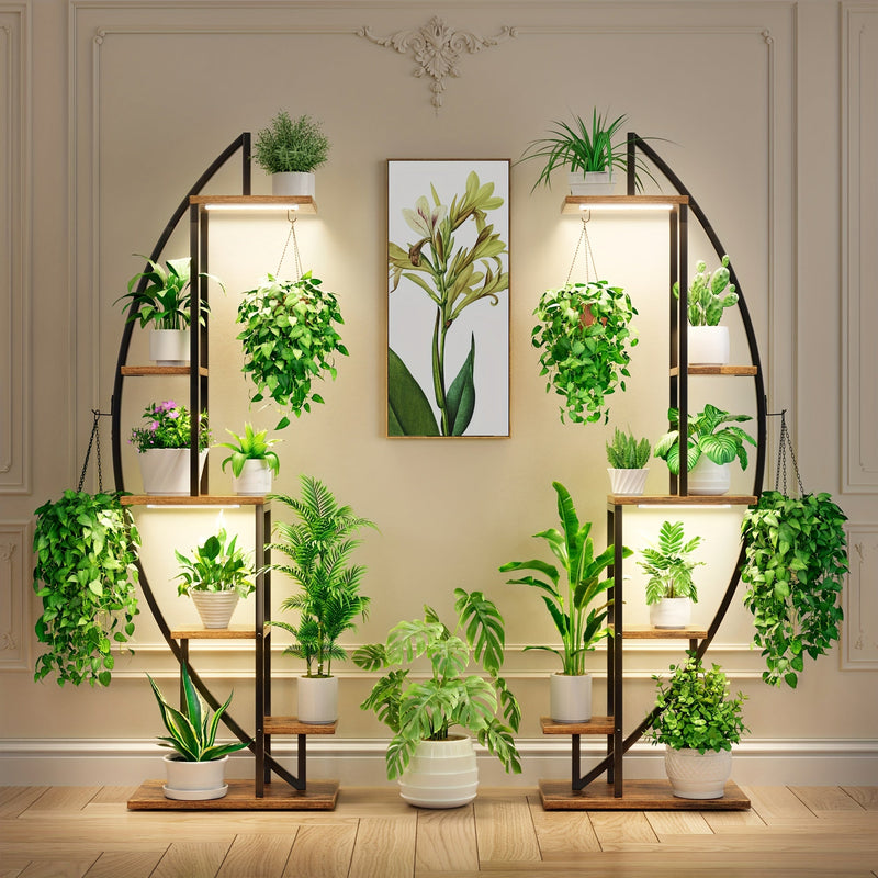 Suporte para plantas com luzes de cultivo 2 peças de 6 níveis